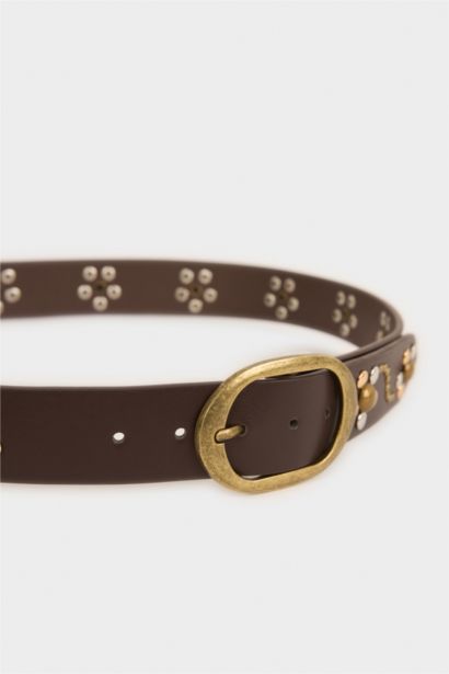 Kadın Oval Toka Suni Deri Günlük Kemer