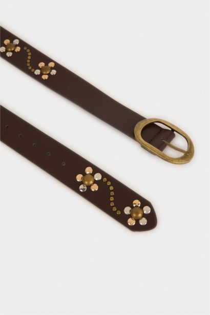 Kadın Oval Toka Suni Deri Günlük Kemer