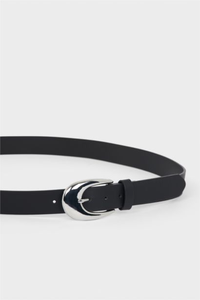 Kadın Oval Toka Suni Deri Günlük Kemer