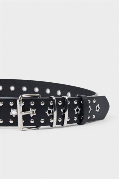 Ceinture classique en simili cuir avec boucle rectangulaire pour femme