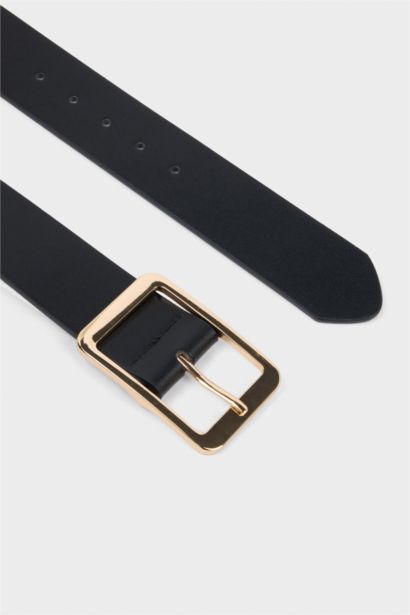 Kadın Dikdörtgen Toka Suni Deri Klasik Kemer