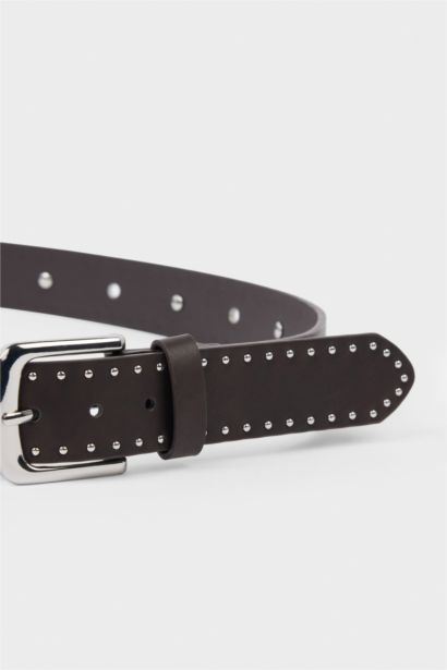 Kadın Dikdörtgen Toka Suni Deri Günlük Kemer