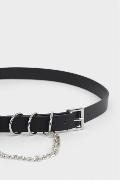 Kadın Dikdörtgen Toka Suni Deri Günlük Kemer