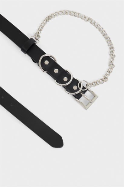 Kadın Dikdörtgen Toka Suni Deri Günlük Kemer