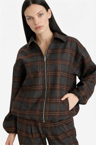 Veste zippée à carreaux