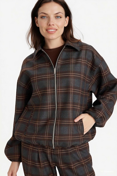 Veste zippée à carreaux