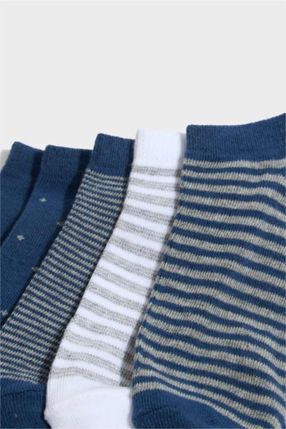 Desenli 5'li Pamuklu Patik Çorap Erkek Çocuk