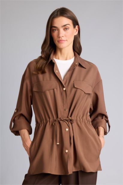 Блейзер оверсайз из вискозы с рубашечным воротником