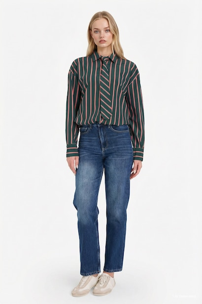 Oversize Tie Detail Striped Shirt