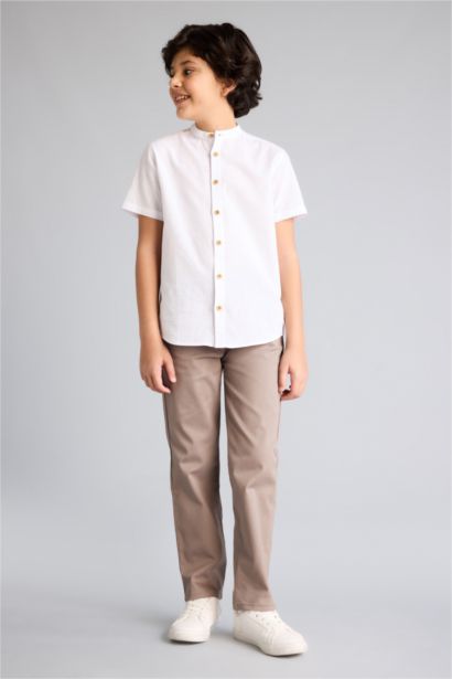Boy Regular Fit Straight Leg Gabardine Trousers