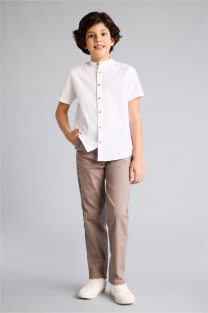Boy Regular Fit Straight Leg Gabardine Trousers