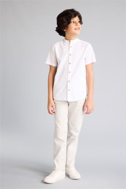 Boy Regular Fit Straight Leg Gabardine Trousers