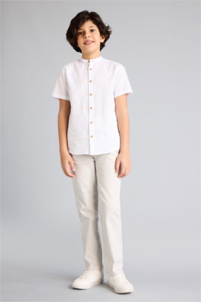 Boy Regular Fit Straight Leg Gabardine Trousers