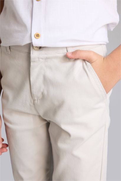 Boy Regular Fit Straight Leg Gabardine Trousers