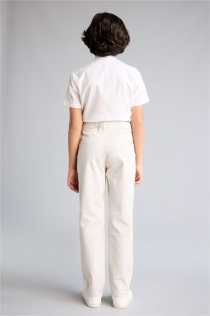 Boy Regular Fit Straight Leg Gabardine Trousers