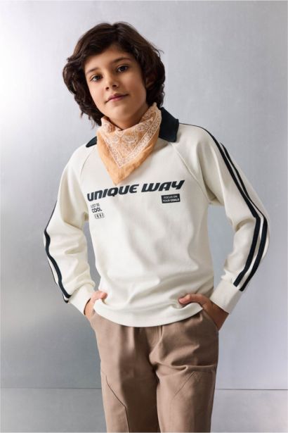 Boy New Regular Fit Slogan Print Polo T-Shirt