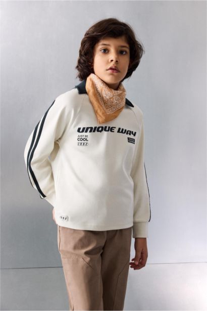 Boy New Regular Fit Slogan Print Polo T-Shirt