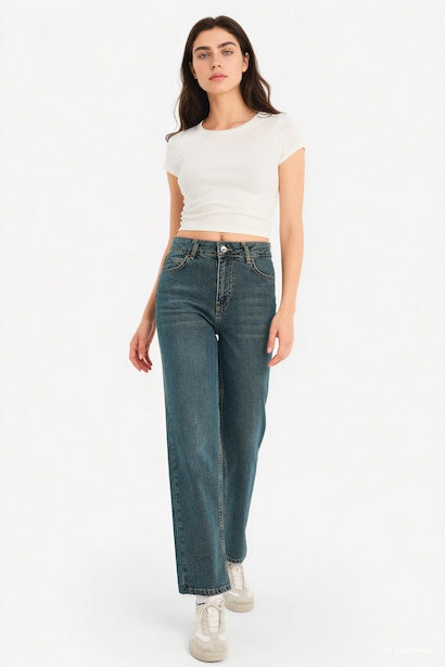 Comfort Straight Normal Waist Ankle Length Washed Jeans