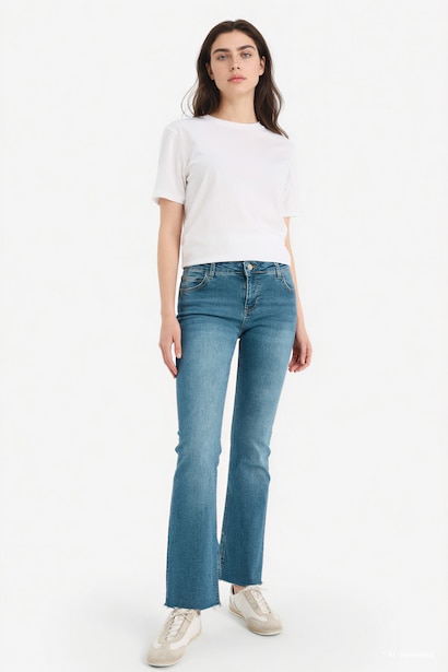 Crop Flare Fit Orta Bel Jean