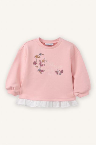 Girl Regular Fit Crew Neck Floral Sweatshirt