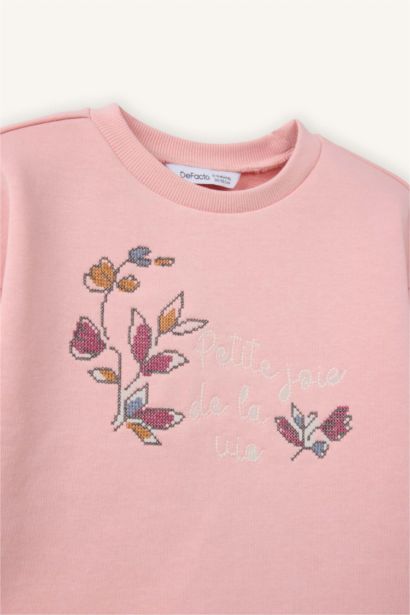 Girl Regular Fit Crew Neck Floral Sweatshirt