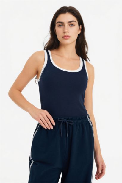 Slim Fit Ribana U Collar Tank Top