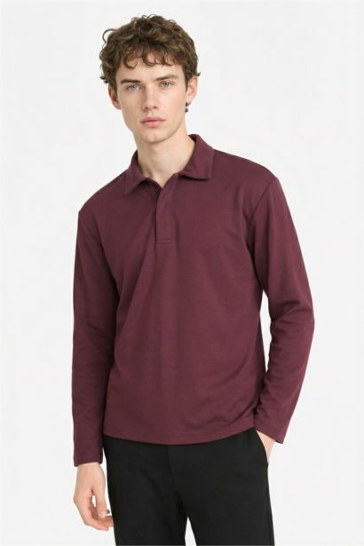 سويت شيرت قصة عادية برقبة بولو