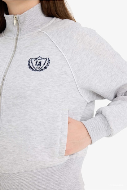 Loose Fit Printed Zip-Up Sweatshirt