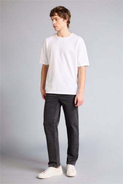 Джинсы Wide Leg с широкими штанинами и снежной стиркой