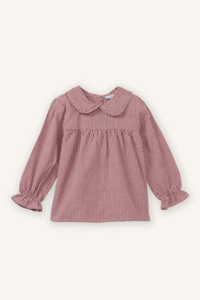 Baby Girl Baby Collar Checked Poplin Shirt