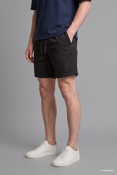 100% Cotton Relax Fit Elastic Waist Shorts