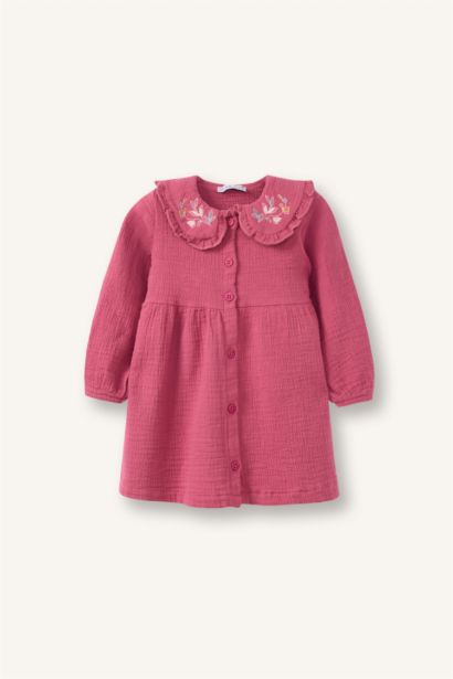 Girl Floral Long Sleeve Muslin Dress