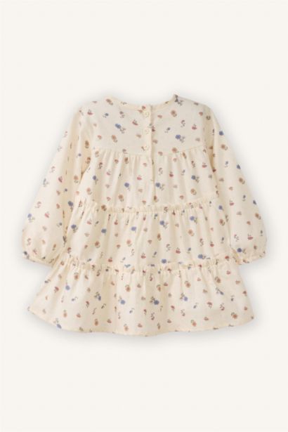 Baby Girl Patterned Long Sleeve Twill Dress