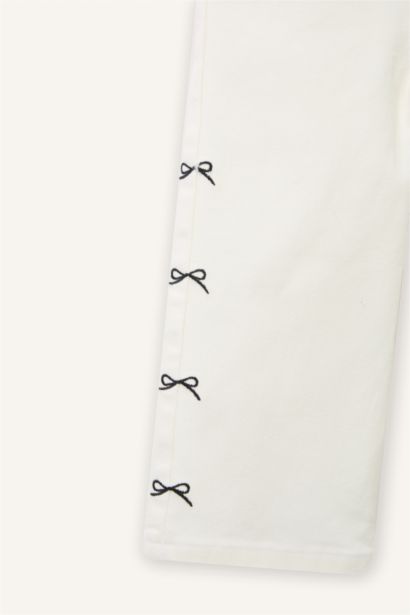 Wide Leg Embroidered Gabardine Trousers