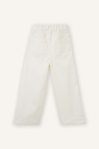 Wide Leg Embroidered Gabardine Trousers