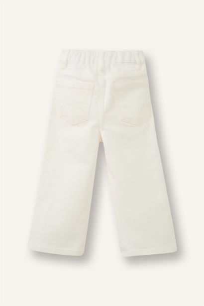 Wide Leg Embroidered Gabardine Trousers