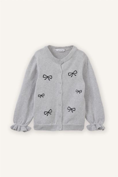 Regular Fit Crew Neck Cardigan Embroidered