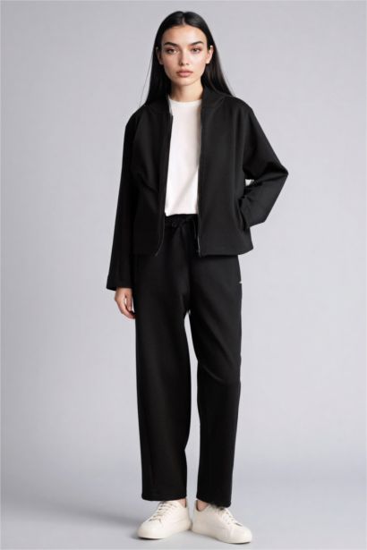 Baggy Fit Basic Scuba Fabric Trousers