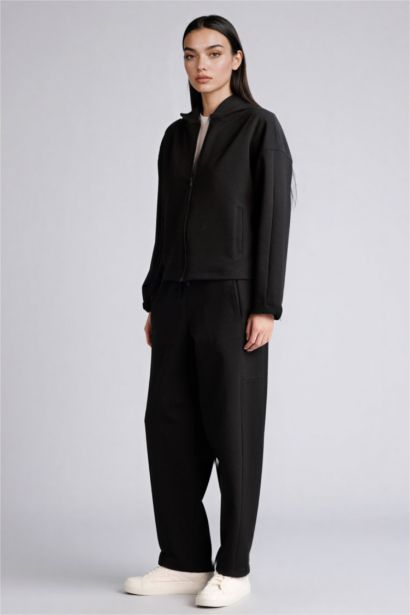 Baggy Fit Basic Scuba Fabric Trousers