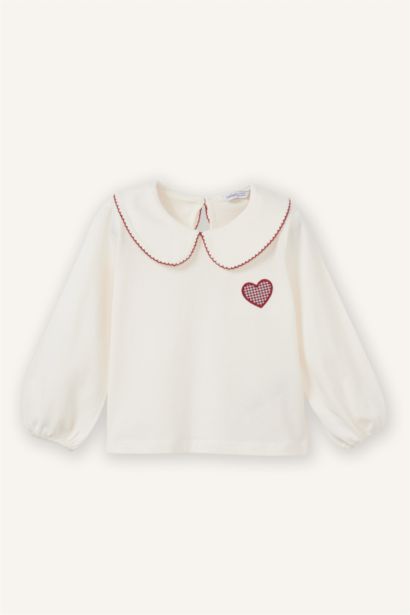 تيشيرت بيبي بناتي كم طويل قصة عادية بياقة كبيرة