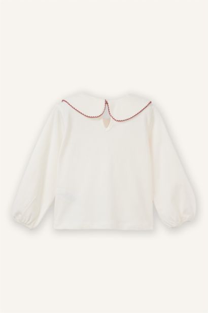 تيشيرت بيبي بناتي كم طويل قصة عادية بياقة كبيرة