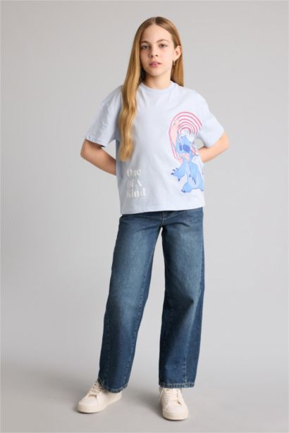 تيشيرت بناتي نص ردن قصة مريحة من ليلو وستيتش