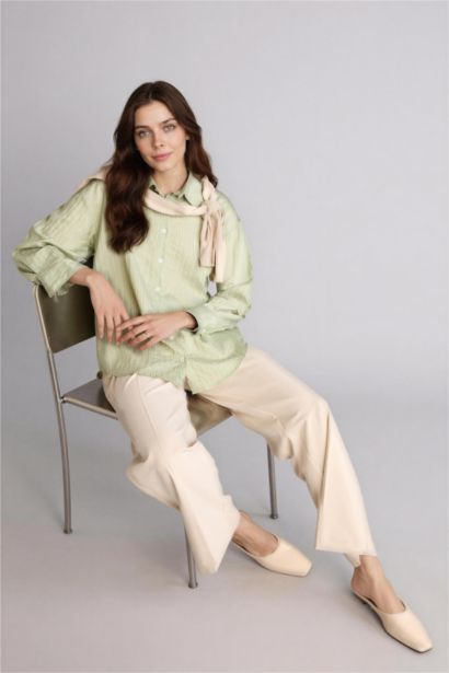 Regular Fit Woven Striped Long Sleeve Tunic