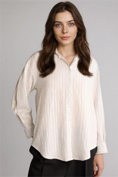 Regular Fit Woven Striped Long Sleeve Tunic