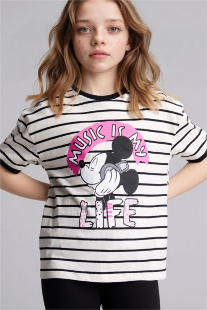 Dısney Mıckey & Mınnıe Relax Fıt Bisiklet Yaka Kısa Kollu Tişört Kız Çocuk