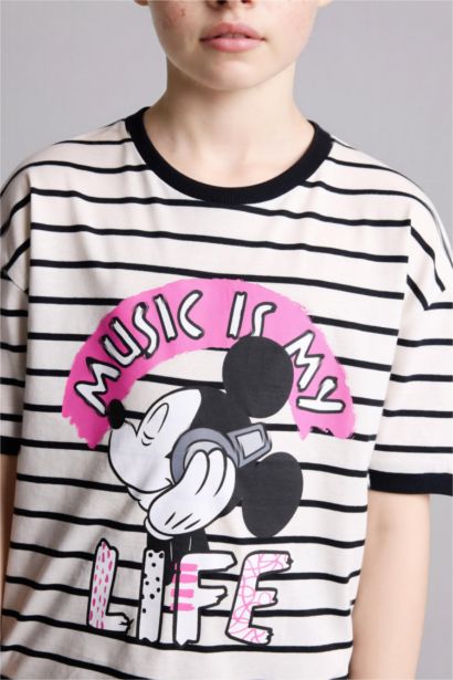 Dısney Mıckey & Mınnıe Relax Fıt Bisiklet Yaka Kısa Kollu Tişört Kız Çocuk