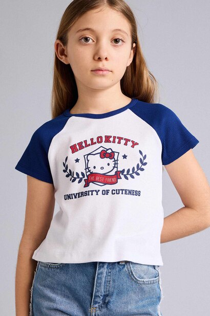 Girl Hello Kitty Fitted Ribbed T-Shirt