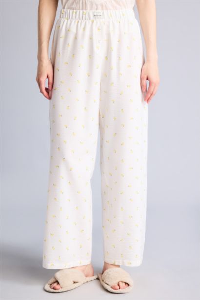 Regular Fıt Geniş Paça Dokuma Pijama Alt