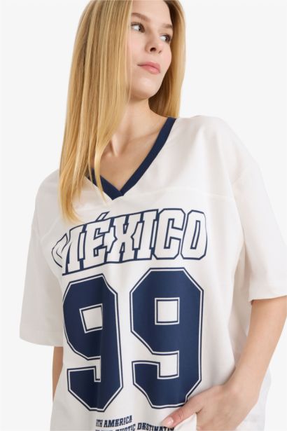 Oversize Fit Printed Thin Fabric T-Shirt