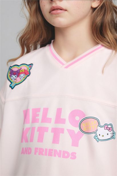 تيشيرت نص ردن اوفر سايز بياخة V من هيلو كيتي